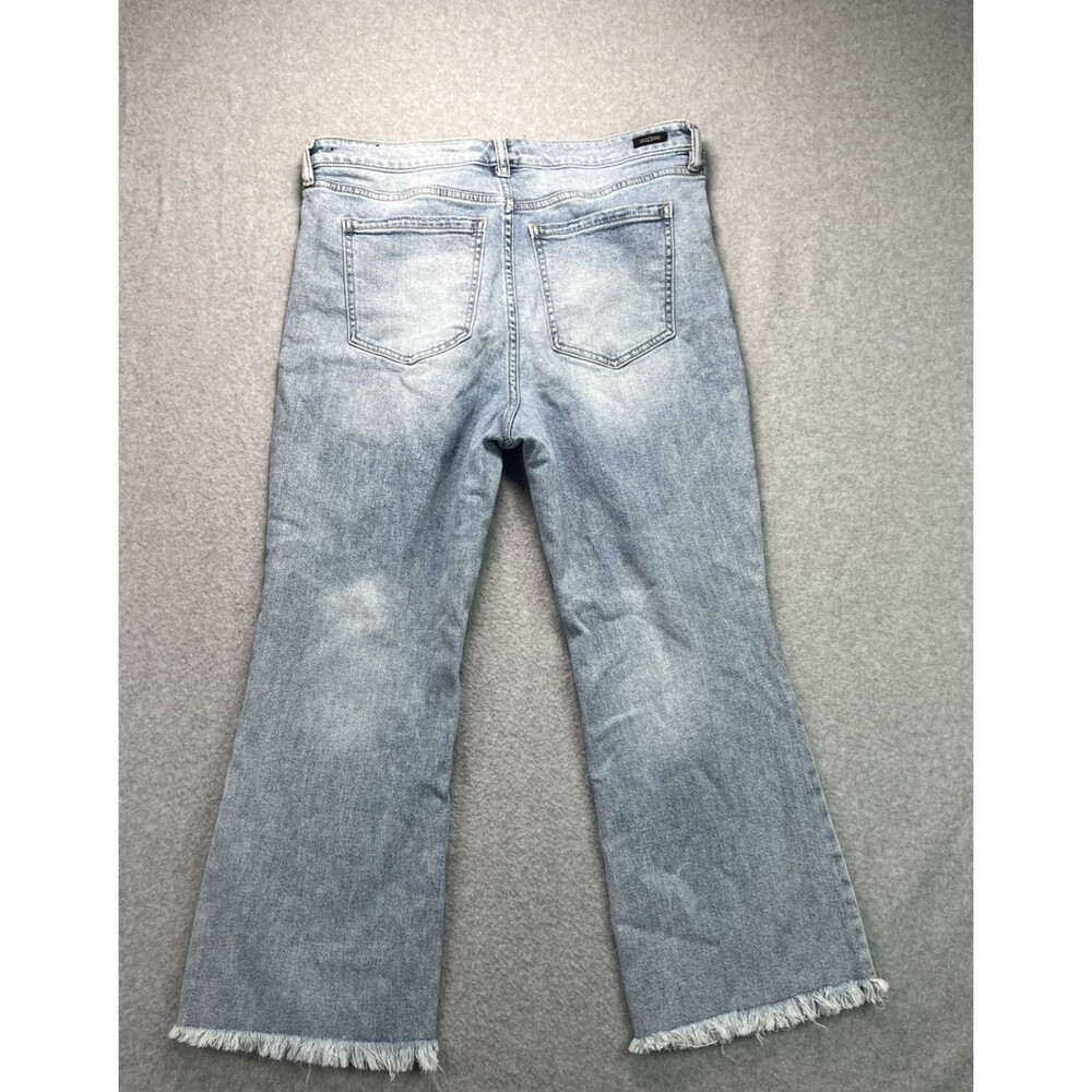 Liverpool Jeans Hannah Crop Flare Leg 12/31 Blue Distressed Denim Fray Hem Boho - Picture 11 of 16